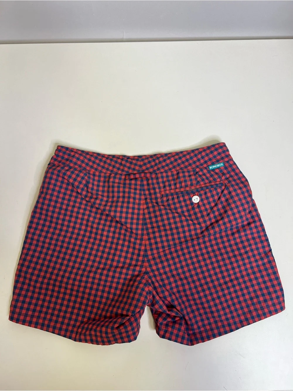 Bonobos Swim Trunks Mens 32 Pink Navy Blue Gingham Check 5